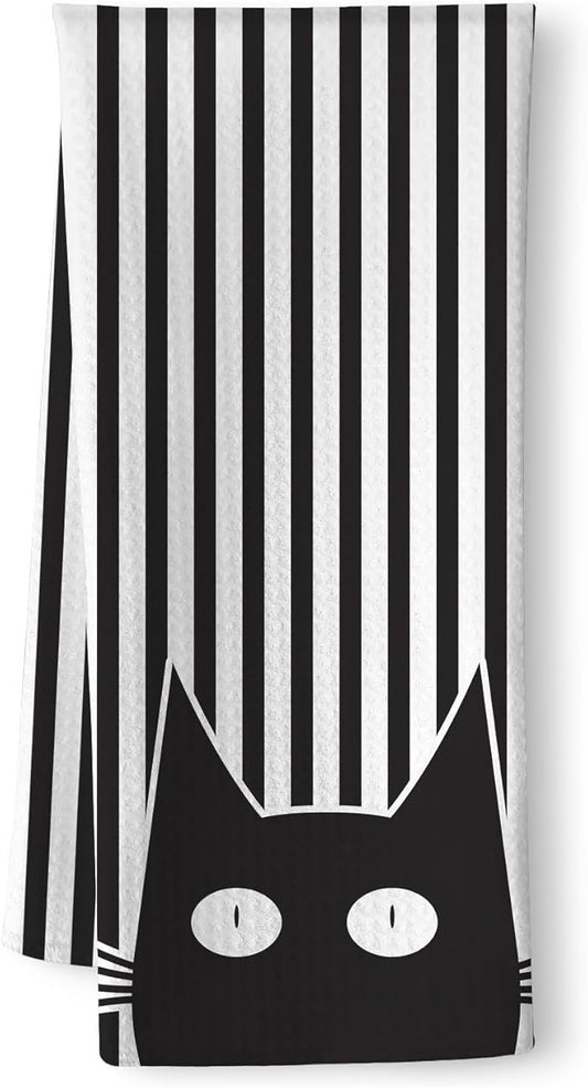 Cat Towels,Cat Kitchen Towels,Cat Dish Towels,Cat Hand Towel,Cat Kitchen Accessories,Black Cat Decor,Decorative Kitchen Towels,Black Cat Gifts for Women,Funny Kitchen Towels-Cat Lover Gifts for Women