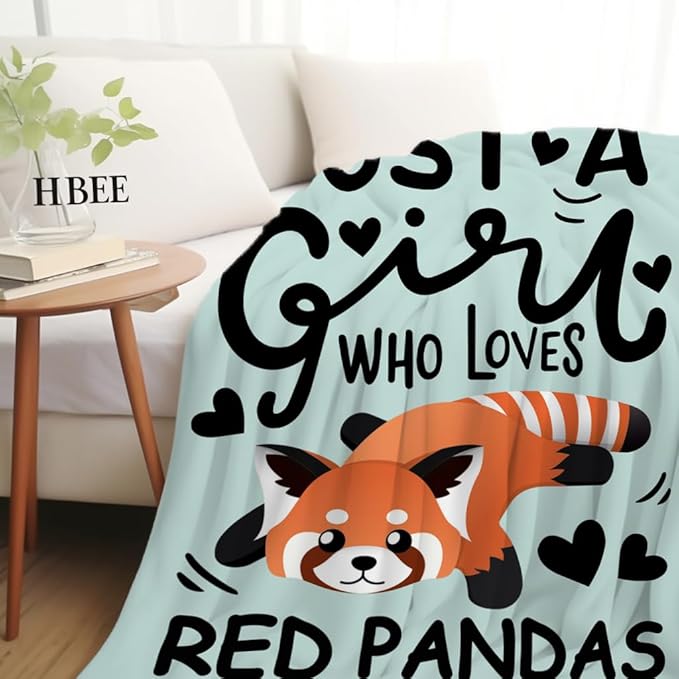 Red Panda Blanket Soft Cozy Warmth Flannel Red Panda Throw Blankets Just A Girl Who Loves Red Panda Blankets Bedding Decor for Red Panda Lover Girls Women Adults Gifts 80"x60"