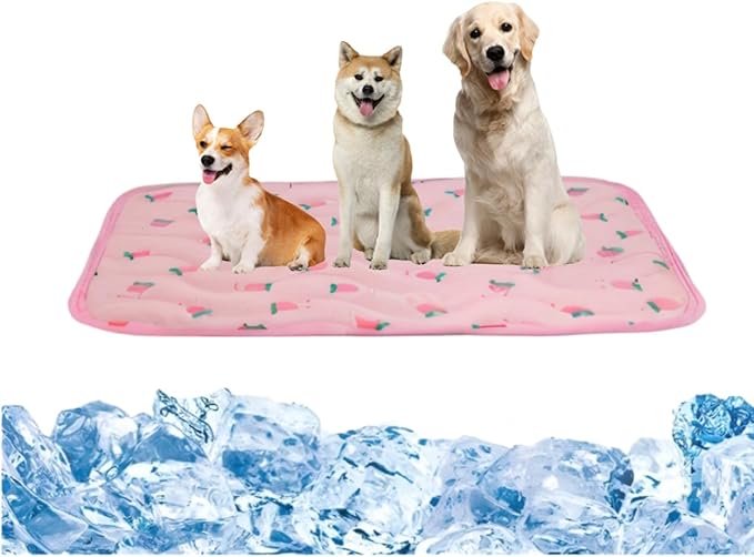 Pet Cooling Mat Cooling Fiber - Washable Non-Toxic Pet Indoor Outdoor Bed, Foldable Pee Pads for Dogs Settle Mat Cooling Dog Blanket Cat Cooling Pad (Pink, X-Large)