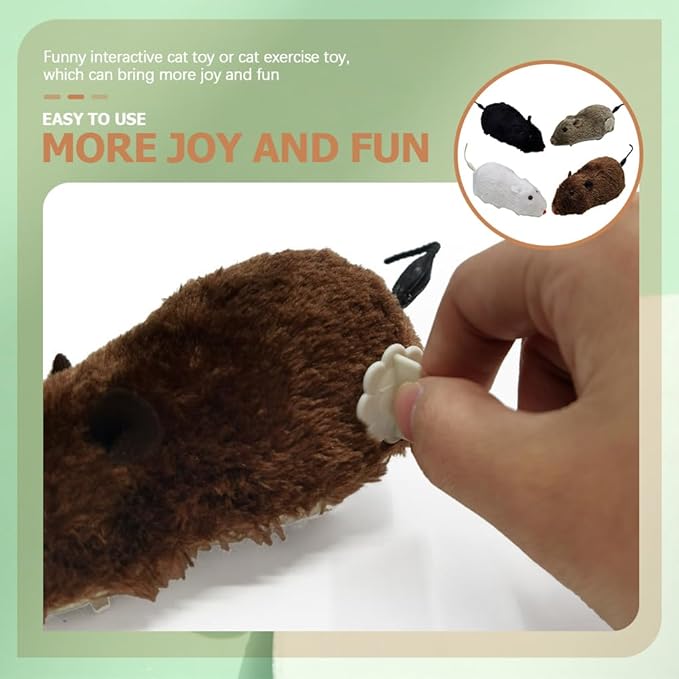 balacoo 4pcs Plush Clockwork Mouse Small Dog Toy Animals Toys pet Toys Soft Toy cat Teaser Toy cat mice Toys Stuffed Rat Toy Mouse cat Mouse Wind up Mouse cat Toy Fake Mouse Puppy Plastic