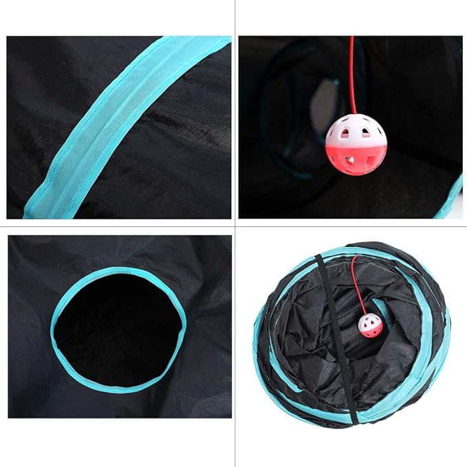 iHOO Cat Tunnels S-Way Crinkle Play Toys Collapsible Tube with Ball Maze Cat House Pet Interactive for Cat Puppy Kitten Rabbit 5-Way Tunnel