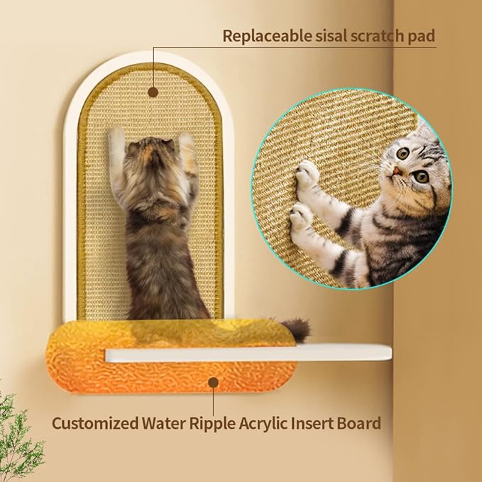Wall Mounted Cat Scratcher Pad - Cats Wall Shelves Cat Scratching Post Kitten Sisal Scratch Board Wall Mount Sleeping Perches Replaceable Vertical Scratch Pads for Indoor Cats (Cat Scratch Post B)