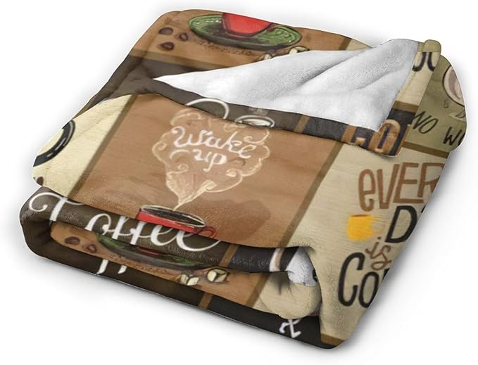 Coffee Blanket for Men Coffee Throw Blanket Coffee Decor Stuff Merch Cozy Flannel Warm Soft Plush Lightweight Fleece Fuzzy Bedding Coffee Gifts for Coffee Lover Woman Girls Couch Sofa Bed 50"X40"