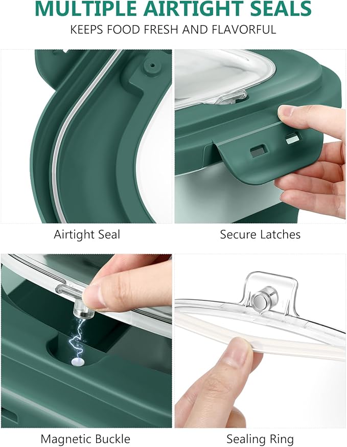 ANVS Dog Food Storage Container - Up to 20lbs Collapsible Dog Food Container with Casters, Scoop and 2.5L Small Pet Food Container to Keep Dry Pet Food Fresh (Green)