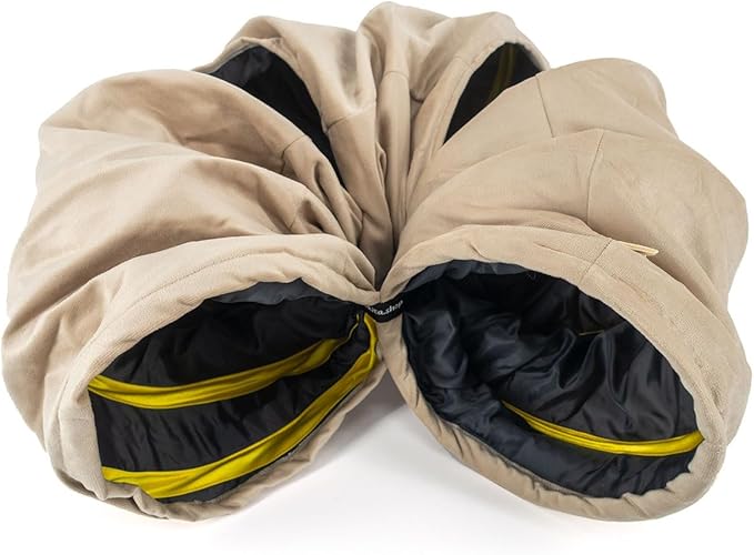 Velvet Fabric - Foldable/Collapsible - 55x8.66 Inches Cat Tunnel (Beige)