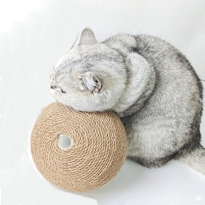 Cat Scratching Ball，Cat Ball for Interactive Enrichment and Play, Cat Scratching BallHeavy Duty Hemp Rope Toy,Cat Tree Replacement (Brown Ball)