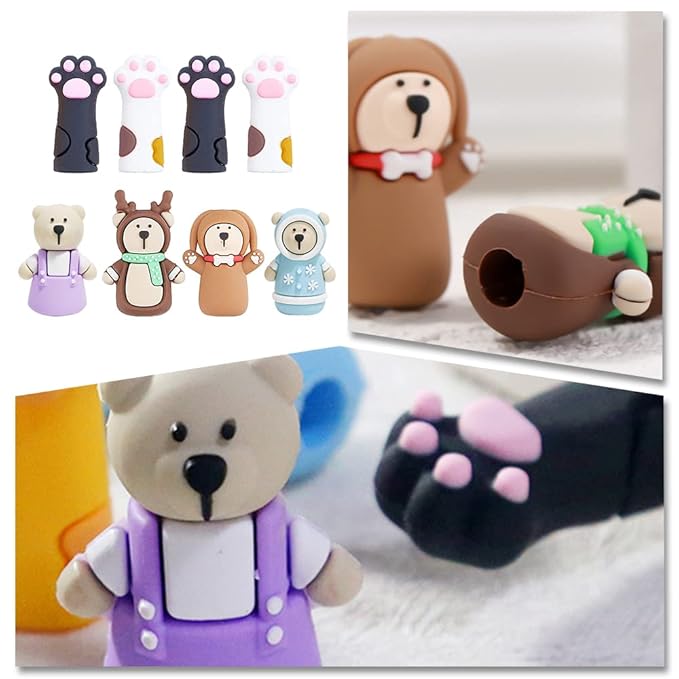 8 Pcs Nipper Protective Sleeves Cute Cat Paw Protective Covers Cute Animal Cuticle Scissors Cover Caps for Nail Nipper Tweezers etc