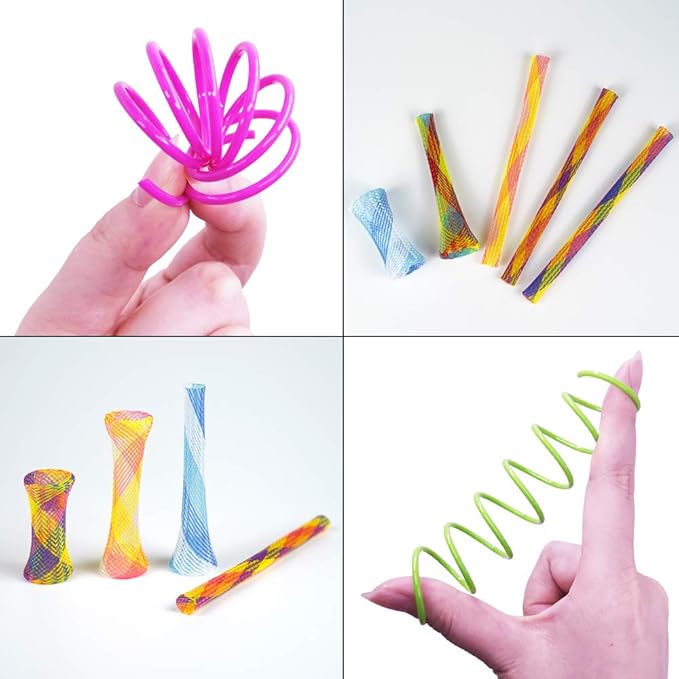 maxin 30 Pcs Cat Spring Toys Set, Plastic Colorful Cat Springs Tube and Cat Spiral Spring Pet Toys for Swatting, Biting, Hunting Kitten Interactive Toys