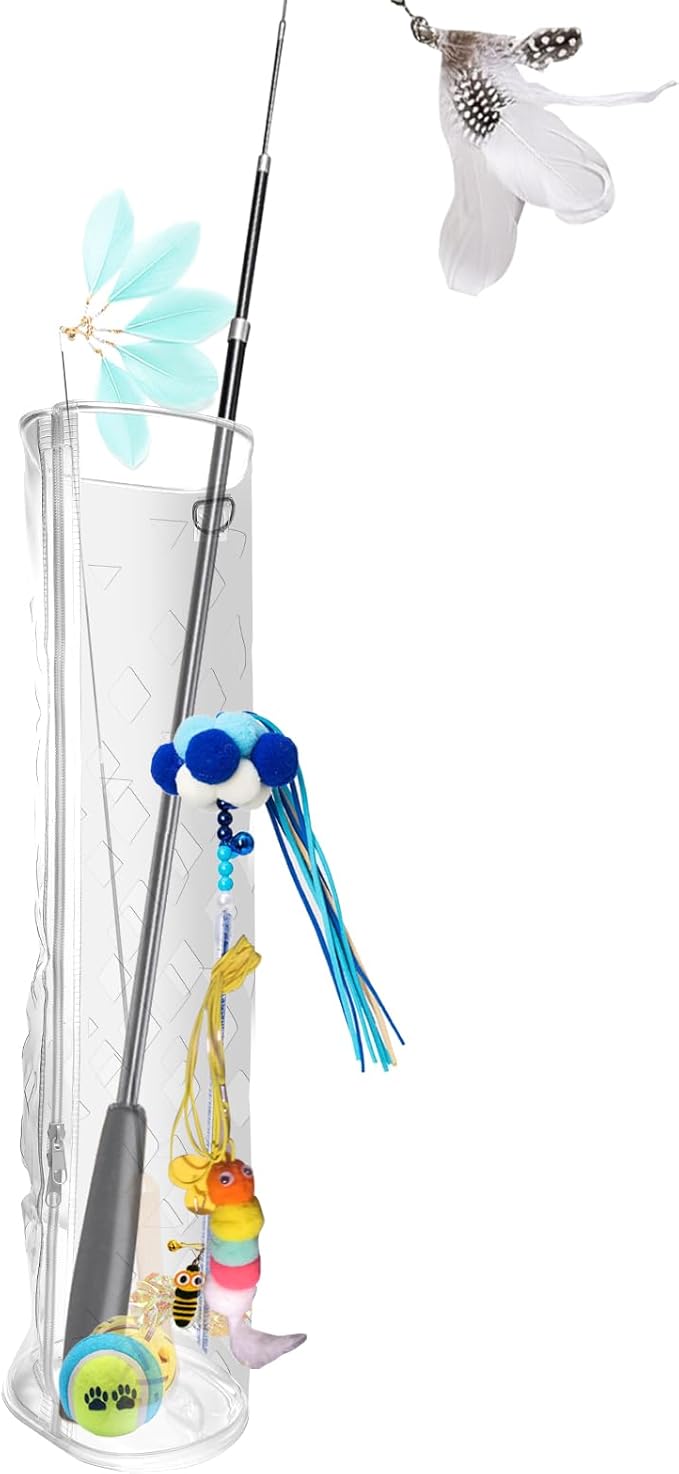 Cat Wand Toy Storage Hanging Bag，Cat Teaser Wand Holder for Organizing Teaser Wand Toys, Create Clutter-Free Cat Life Home