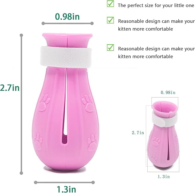 Cat Scratch Cover for Nursing Rehabilitation Cat Boots for Cats Only, Adjustable Cat Bathing Gloves（Pink-c）