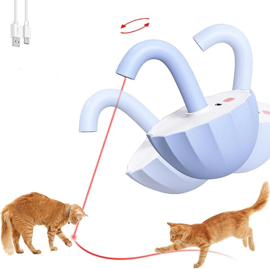 Tumbler Cat Laser Toy Automatic, 360° Rotation Rechargeable Laser Pointer, Self Play 3 Modes Motion Activated Cat Laser Toy, Interactive Cat Toys for Bored Indoor Adult Cats/Dogs (Bule)