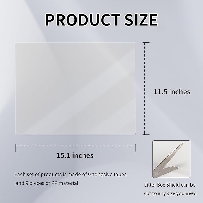 9 Pcs Cat Litter Box Pee Shields ，Litter Box Shield Easy to Clean，Suitable for Open Litter Boxes，Say Goodbye to Messes and Odors in Your Home，Litter Box Not Included