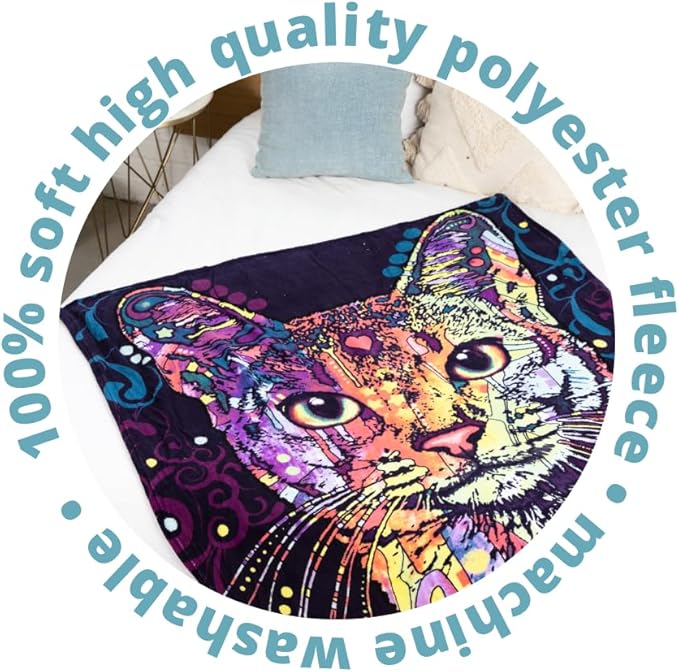 Dawhud Direct Dean Russo Confident Cat Fleece Blanket - 50x60-Inch Soft Plush Throw for Bed, Couch, or Travel - Cozy Cat Blanket for Women, Men, and Kids - Thoughtful Gift for Cat Lovers