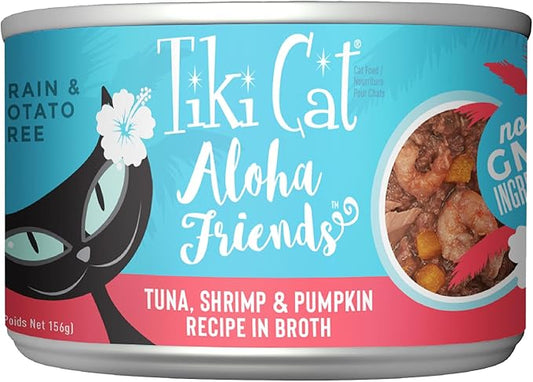 Tiki Cat Aloha Friends, Tuna, Shrimp & Pumpkin, Grain-Free & High Moisture, Wet Cat Food for All Life Stages 5.5 oz. Cans (Pack of 8)