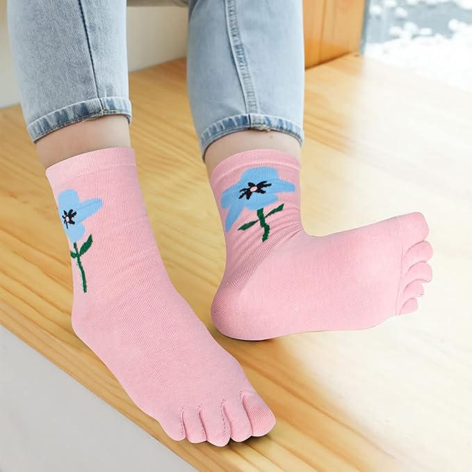 Benefeet Sox Funny Toe Socks Women Five Finger Socks Girls Cute Toe Seperated Cotton Socks Running Athletic Christmas Gifts
