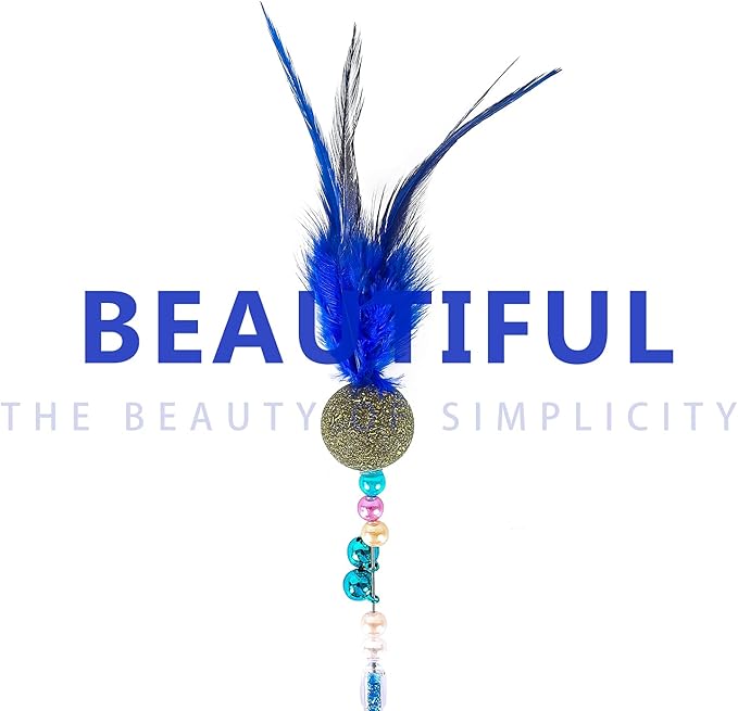 Telescopic Feather cat Toys Combination Interactive Cat Teaser Wand Cat Feather Toys with Loud Bell Long for Cat and Kitten (A-4Pcs)