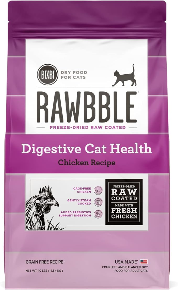 BIXBI Rawbble Dry Food Chicken Digestive Health Recipe for Cats, 10lb