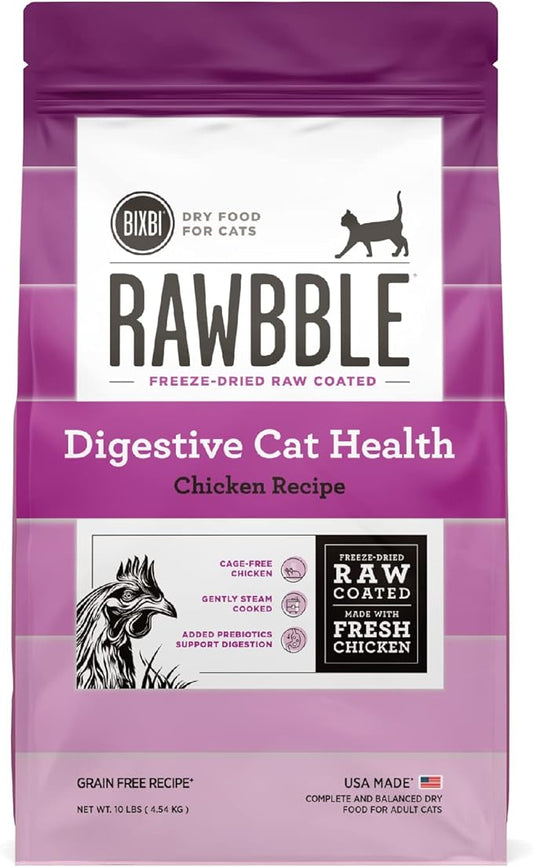 BIXBI Rawbble Dry Food Chicken Digestive Health Recipe for Cats, 10lb