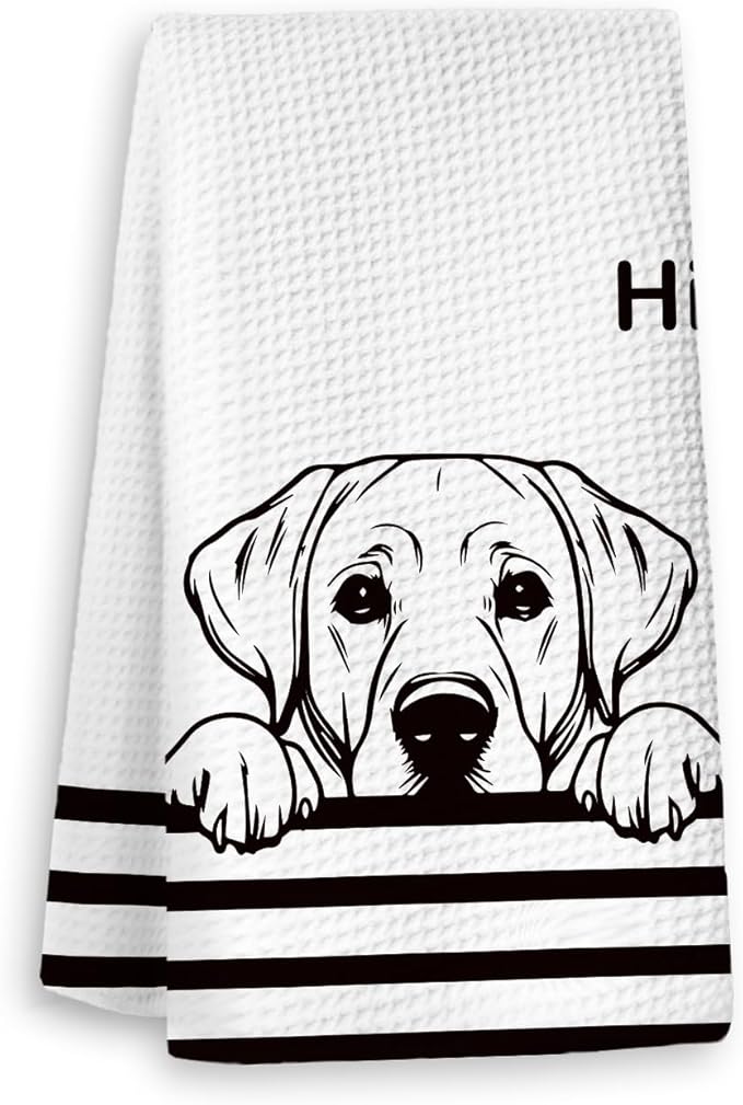 Hi Labrador Waffle Kitchen Towels, Gifts for Labrador Lovers Moms Dish Tea Towels for Kitchen, Dog Lover Gifts Decorative Hand Towels for Bathroom Guest Room Decor, 16x24 Inch