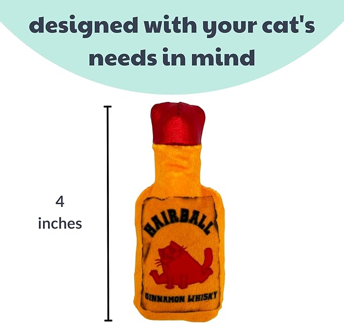 Huxley & Ket Plush Cat Toy | Hairball Cinnamon Whiskey | Nappy Hour Strong Catnip Filled Cat Toy | Plush Interactive Kitten and Cat Toy with Catnip and Crinkle | Kittybelles