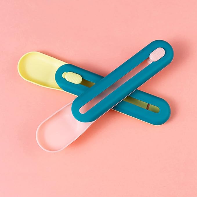 Cat Strip Squeeze Spoon, Multi Functional Pet Spoons Cat Feeder, 2pcs Cat Wet Food Spoon Pet Food Spoon for Lickable Wet Cat Treats Pet Liquid Snack Feeding(Dark Green+Pink