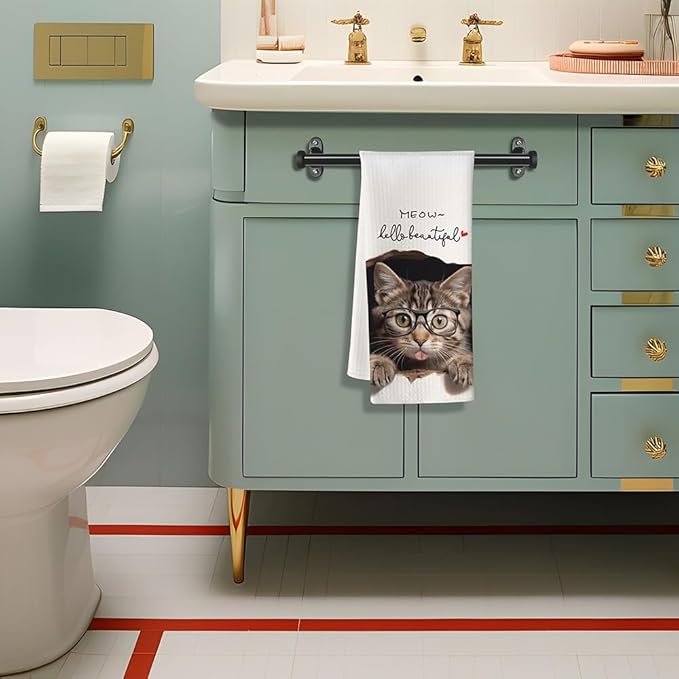 Fun Kitchen Towels - Decorative Cat Hand Towels, Gifts for Cat Lovers