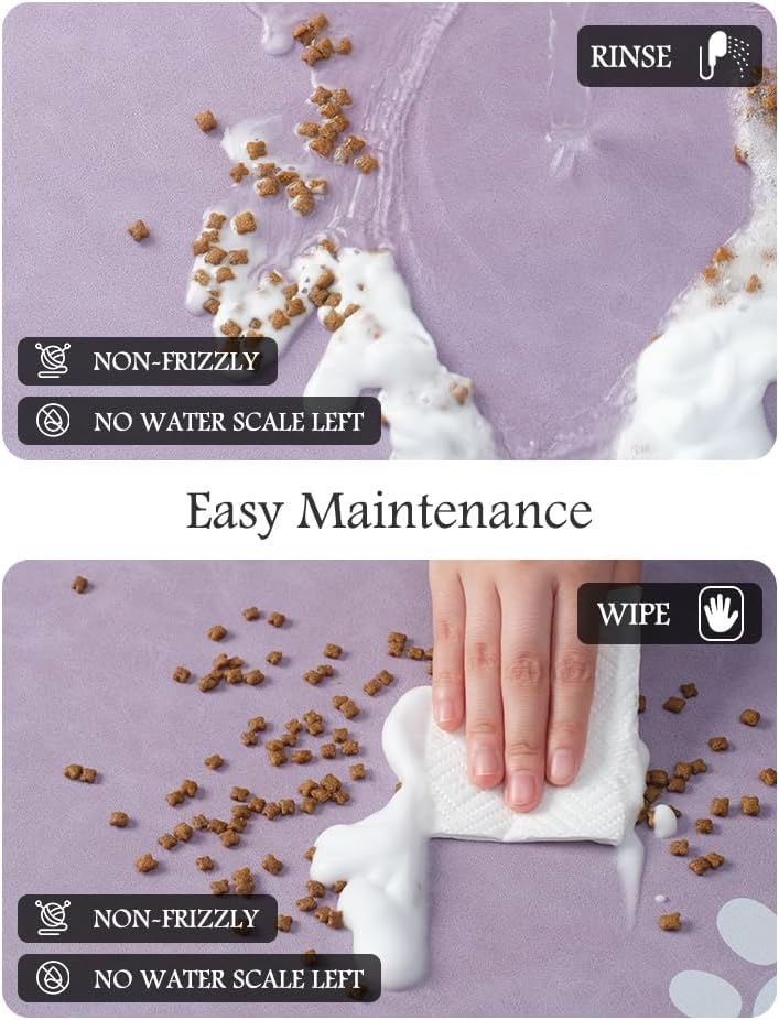 Pet Feeding Mat-Absorbent Dog Mat for Food and Water Bowl-No Stains Quick Dry Water Dispenser Mat-Dog Accessories Pet Supplies-Bowl for Messy Drinkers（Purple,17"x28"