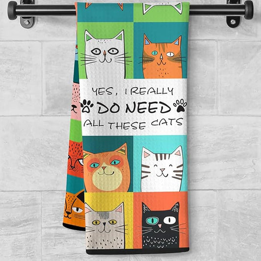 Cat Kitchen Towels,Cat Dish Towels,Cat Towels,Cat Hand Towel,Black Cat Gifts,Crazy Cat Lady Gifts,Cat Lady Gifts,Black Cat Gifts for Women,Gifts for Cat Lovers for Women,Decorative Kitchen Towels