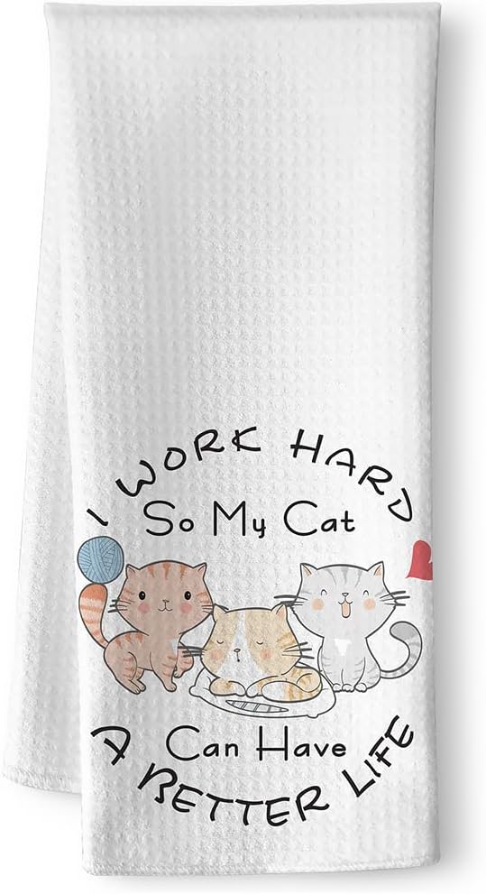 Cat Dish Towels,Cat Towels,Cat Mom Gifts,Cat Hand Towel,Cat Kitchen Towels,Cat Kitchen Accessories,Cat Lady Gifts, Gifts for Cat Lovers for Women,Crazy Cat Lady Gifts,Decorative Kitchen Towels