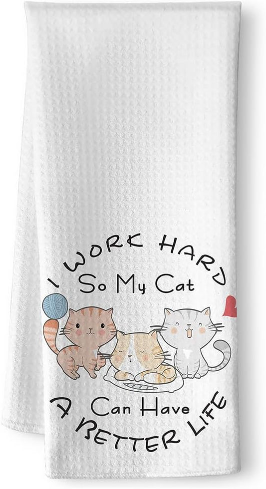 Cat Dish Towels,Cat Towels,Cat Mom Gifts,Cat Hand Towel,Cat Kitchen Towels,Cat Kitchen Accessories,Cat Lady Gifts, Gifts for Cat Lovers for Women,Crazy Cat Lady Gifts,Decorative Kitchen Towels