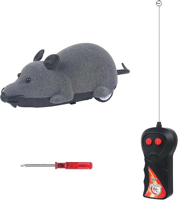 LUVI Fusicase Remote Control Mouse Cat Toy, Funny Electronic Rat Flocking Mouse Wireless Toys for Cat Dog Kitten Pet Interactive Cat Toys Gray