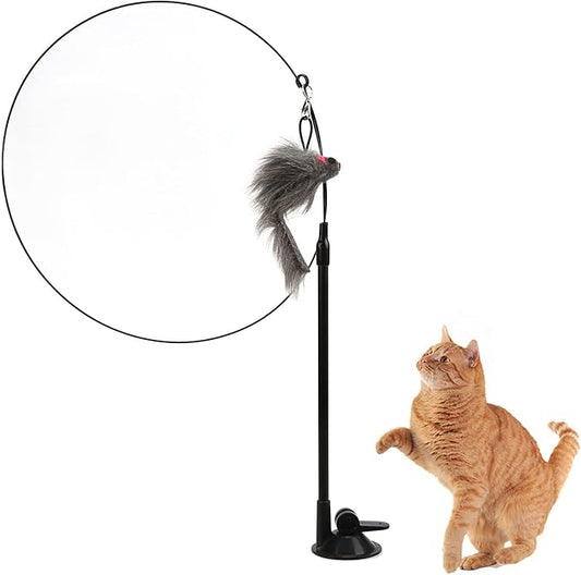 GOTOTOP Cat Toy, Interactive Cat Toy Angel with Spring and Detachable Suction Cup Bell Wand Toy for Cat for Play, Exercise, Activity and Fun(Squirrel)