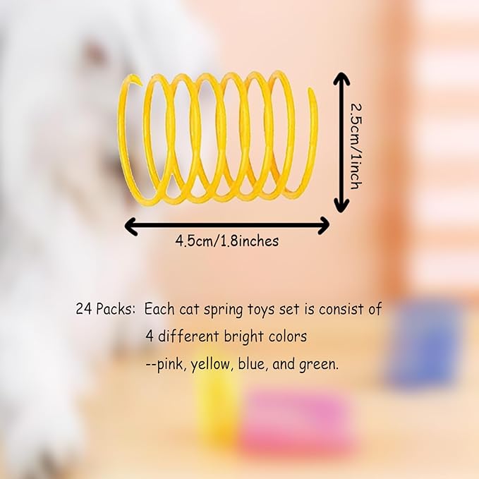 BenePoint Cat Spring Toys, Interactive Cat Toy for Swatting, Hunting,and Grinding Teeth, Durable Cat Springs for Indoor Cats to Promote Agility& Keep Fit, Plastic Cat Coil to Relieves Stress (24pcs)
