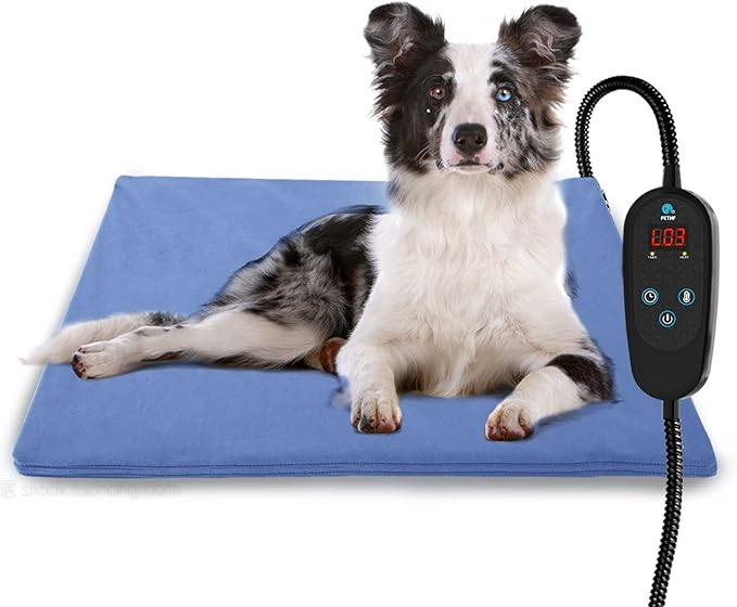 Pet Heating Pad Temperature Adjustment Dog Heating Pad Anti-bite Puppy Heating Pad with Timer Cat Heating Pad Indoor Waterproof Pet Warming Pad Electric Heated Bed Mat Dog
