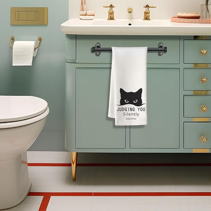 Cat Towels,Cat Kitchen Towels,Cat Dish Towels,Cat Hand Towels,Funny Kitchen Towels,Decorative Kitchen Towel,Black Cat Gifts for Women,Cat Kitchen Accessories-Cat Towel Gifts for Cat Lovers for Women
