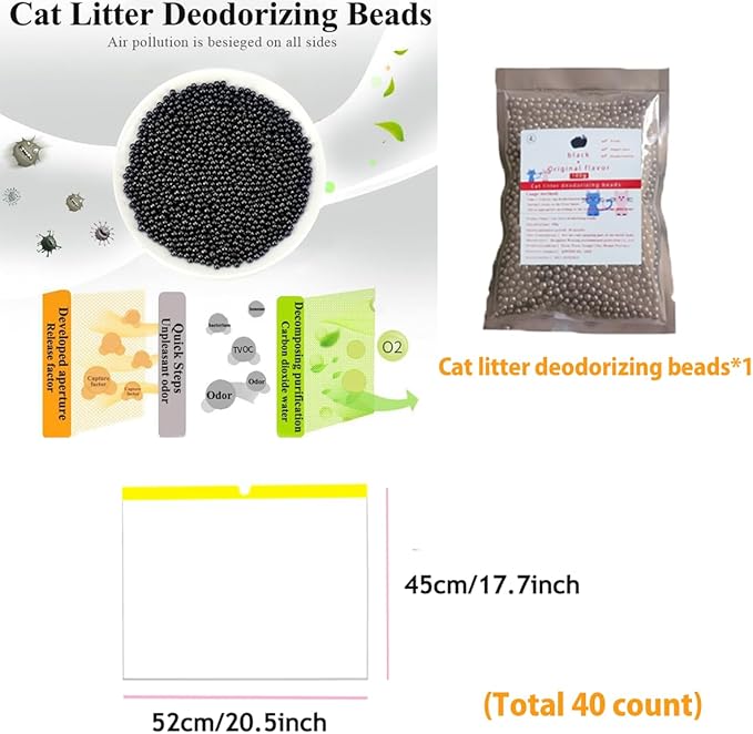 40 Count Cat Litter box Liners, Compatible with Automatic Cat Litter Box Thick Drawstring Heavy Duty Replacement Waste Trash Bags -20.5" x 17.7"
