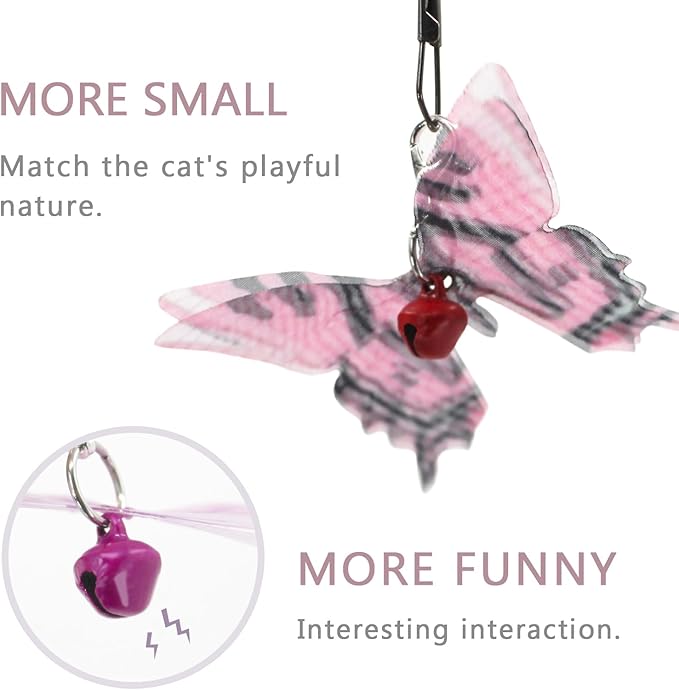 SONGWAY Cat Butterfly Toy Replacement - 10 Pieces Butterfly Cat Toy Attachment, Mini Cat Wand Toy Replacement, Insect Worm Cat Toys Accessories Parts