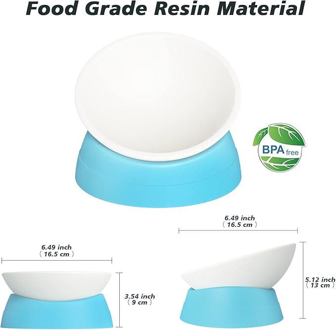 2Pcs Cat Bowls Elevated Cat Food Bowl Adjustable Cat Dish Anti-Slip and Anti-Noise Raised Cat Bowl Protecting Pet’s Spine Thickened Plastic Bowl Suitable for Indoor Cats, 17 Oz