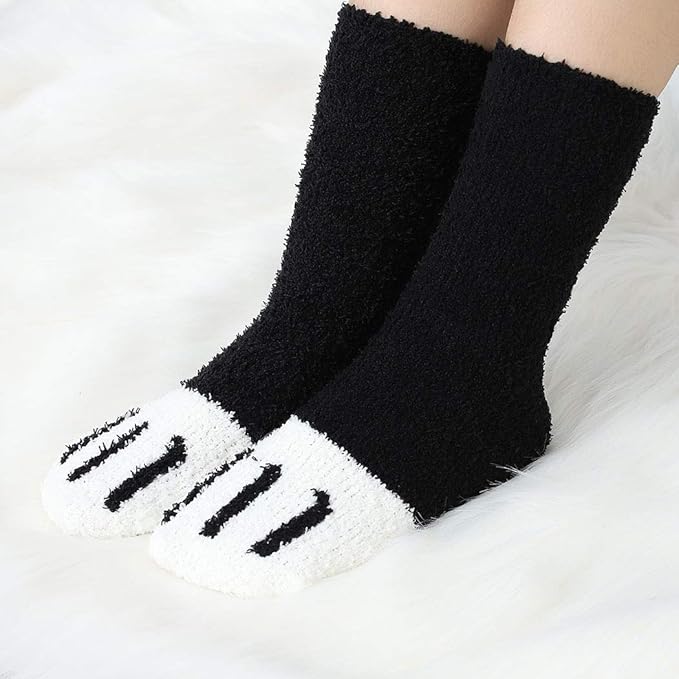 Campsis Fuzzy Socks Winter Warm Soft Fluffy Socks Thick Cozy Plush Sock Cute Cat Claw Stockings for Women and Girls