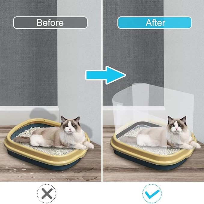 3 Pcs Cat Litter Box Splash Guard Pee Shields - Anti-Splashing Reusable High Sided Litter Box High Wall Cat Toilet Training Kit for Open Top Litter Pan (Litter Box Not Included)
