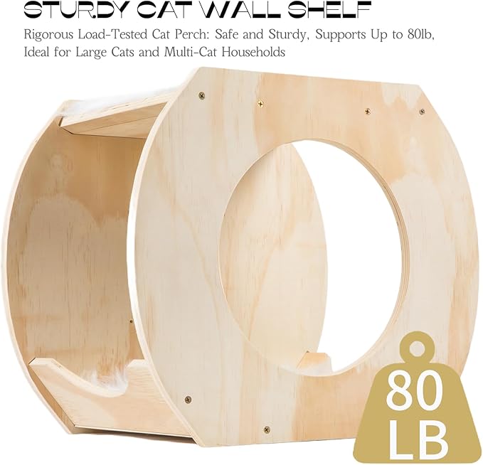 Cat Wall Shelves Cat Wall Furniture, Cat Shelf with 3 Cat Wall Steps,Cat Shelves for Wall Large Cats Set,Cat Wall Bed with Plush Covered, Wall Mounted Cat Climbing Shelf for Indoor Cats