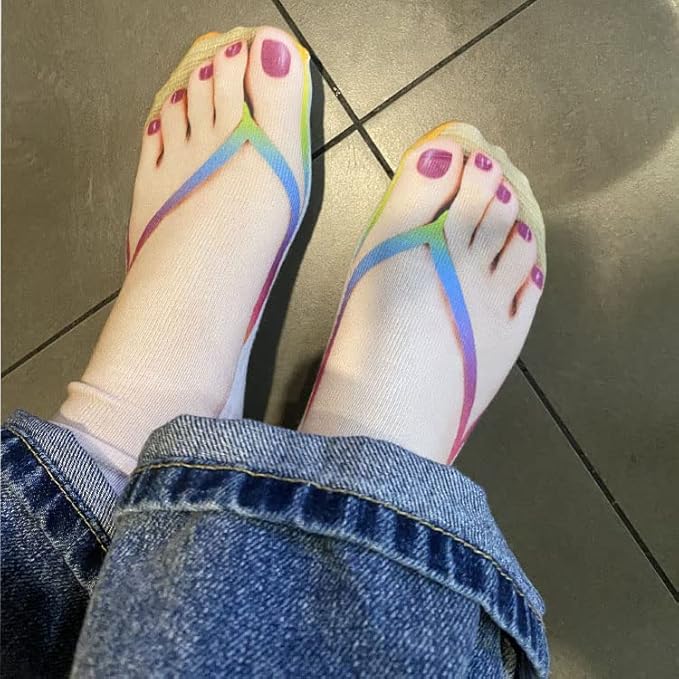 3D Manicure Print Socks Funny Flip Flop Socks 3D Pattern Socks Sandal Socks Low Cut Ankle Silly Socks- A Gag Gift