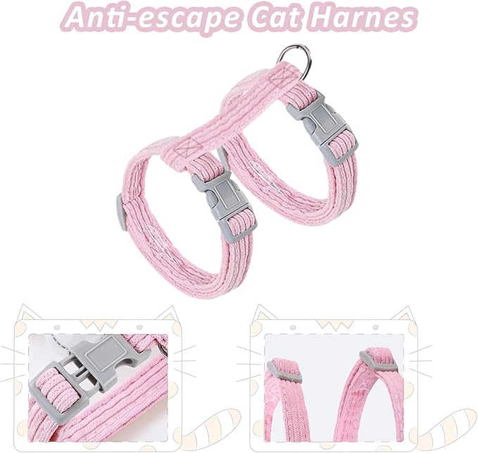 Cat Harness, Safety Leash Set for outings and Travelling to Prevent Cats from Escaping - Adjustable Kitten Safety Leash, Soft and Comfortable for Small and Medium Sized Cats (Yellow, M)