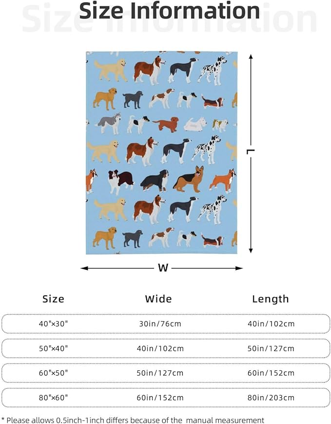 Kids Cute Dogs Puppies Print Blanket Throw 80"x60", Plush Flannel Blankets with Dogs On It, Soft Warm Decorative for Kids Women Adults Dog Lovers