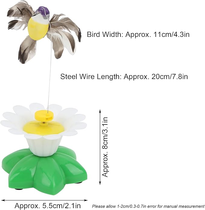 Zerodis Electric Flying Bird Cat Toy, Rotating Bird Cat Toy Bird Cat Toy Fluttering Sound for Kitten Small Animals