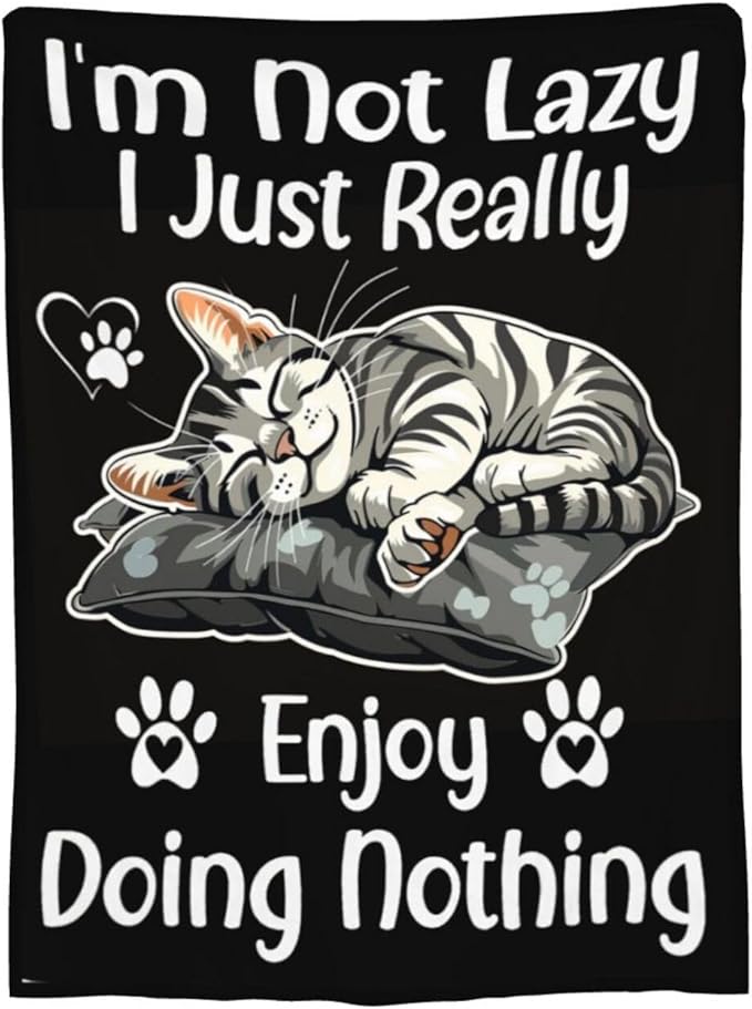 Funny Cats Throw Blanket - Cozy Print Flannel Fleece Soft Plush Fuzzy Warm Lightweight Bedding - Cat Decor Stuff Merch Gifts for Women Men Girls Kids - 50"X40"