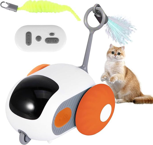 S SUNSBELL Cat Toys for Indoor,Turbo Tail Cat 3.0 Remote Control Mouse Cat Toy, Smart Interactive Cat Toy with Remote Control and 2-Speed Adjustment (Orange)