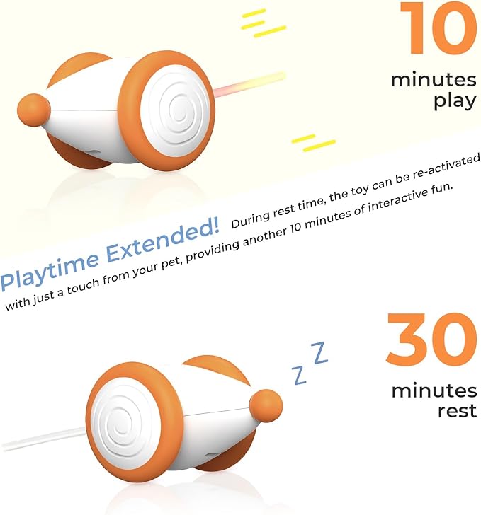 Cheerble Interactive Cat Toys for Indoor Cats, Automatic Cat Toy with LED Lights, Wicked Mouse Toys, Kitten Toys, Pet Toys, Smart Electric Cat Toy, USB Rechargeable, Auto On/Off… (Yellow)