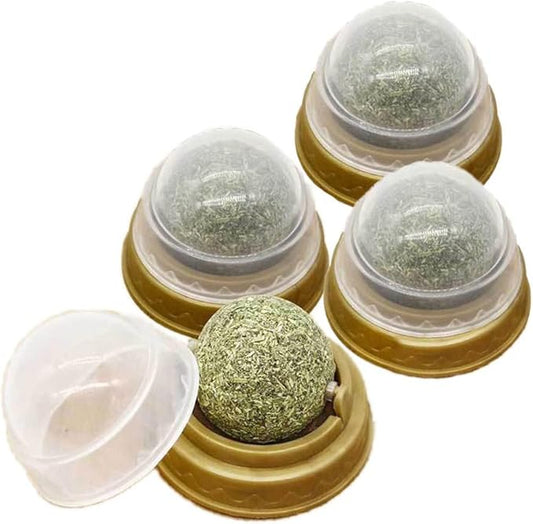 Oncpcare 4 Pack Catnip Balls, Natural Mint Leaf Catnip Balls for Cats Wall Cat Nip Balls Cat Treats Magic Ball for Cat, Kitten, Kitty Playing Chewing