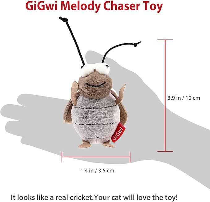 Gigwi Interactive Cricket Cat Toy, Automatic Cricket Squeaky Cat Toys, Play and Squeak Electronic Cricket Toy for Cats Kitten Indoor